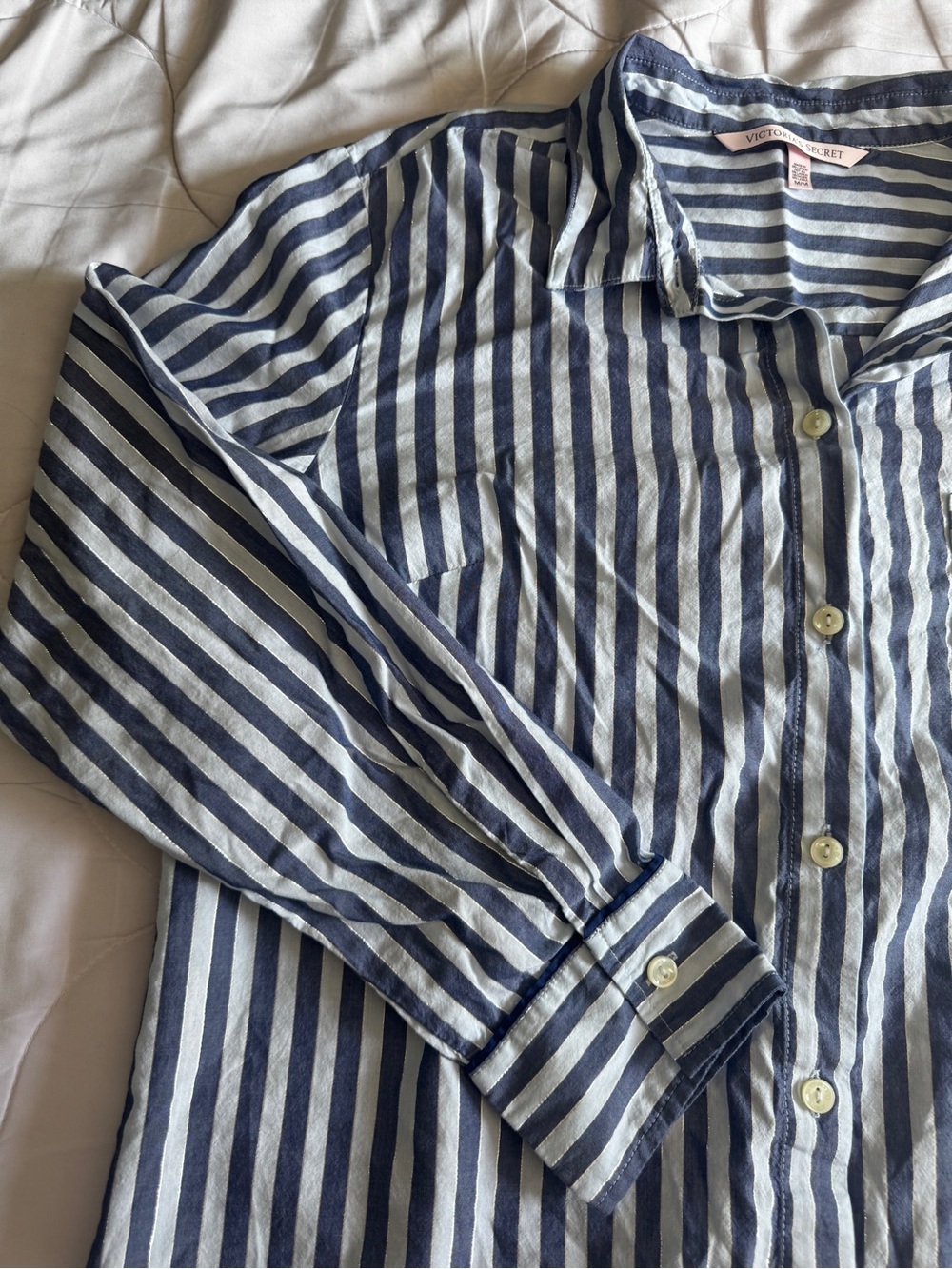 Victoria Secret Blue and White Stripped Long Nightgown NWOT - Picture 3 of 14